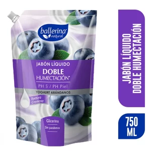 Recarga Jabón Ballerina Liquido Yoghurt Arándanos Doypack 750 ml con Glicerina