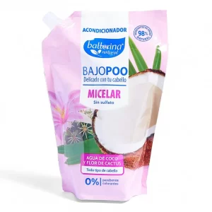 Recarga Acondicionador Líquido Bajopoo Todo Tipo de Cabello Doypack Agua de Coco y Flor de Cactus Micelar 750 ml