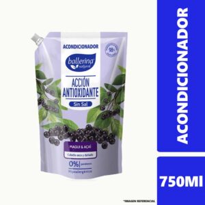 Recarga Acondicionador Líquido Acción Antioxidante Cabello Seco y Dañado Doypack Maqui & Acai Sin Sal 750 ml