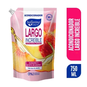 Recarga Acondicionador Líquido Largo Increible Todo Tipo de Cabello Doypack Durazno y Aceite de Jojoba 750 ml