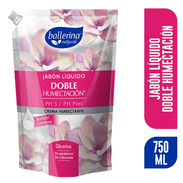 Recarga Jabón Ballerina Liquido Crema Humectante Doypack 750 ml con Glicerina